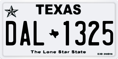 TX license plate DAL1325