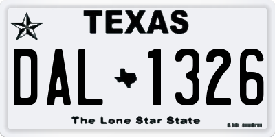 TX license plate DAL1326
