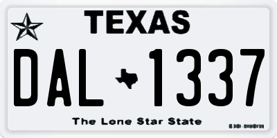 TX license plate DAL1337