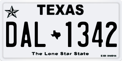 TX license plate DAL1342