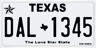 TX license plate DAL1345