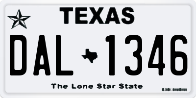 TX license plate DAL1346