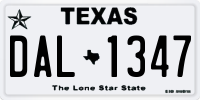 TX license plate DAL1347