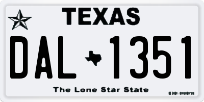 TX license plate DAL1351