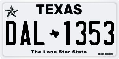 TX license plate DAL1353