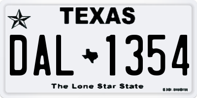 TX license plate DAL1354