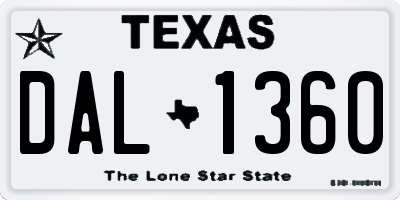 TX license plate DAL1360