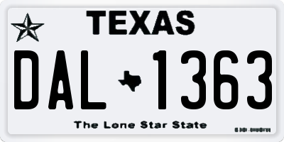 TX license plate DAL1363