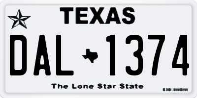 TX license plate DAL1374