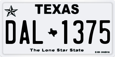 TX license plate DAL1375