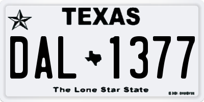 TX license plate DAL1377