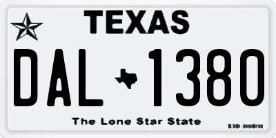 TX license plate DAL1380