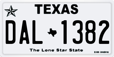 TX license plate DAL1382