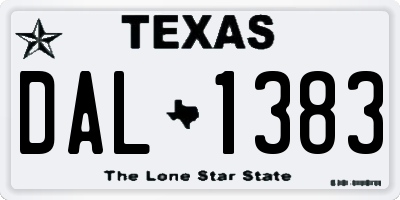 TX license plate DAL1383