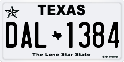 TX license plate DAL1384