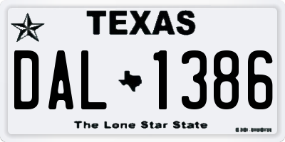 TX license plate DAL1386
