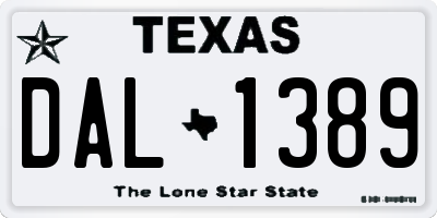 TX license plate DAL1389