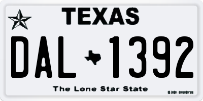 TX license plate DAL1392