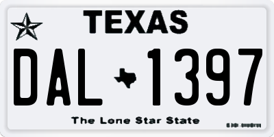 TX license plate DAL1397