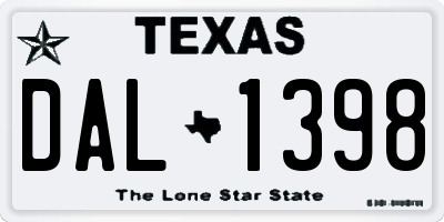 TX license plate DAL1398
