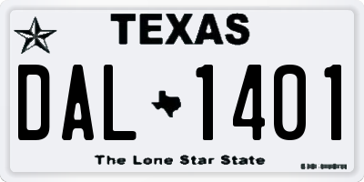 TX license plate DAL1401