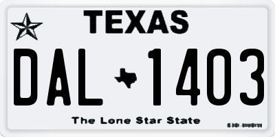 TX license plate DAL1403