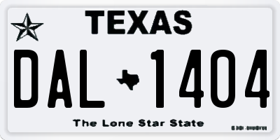 TX license plate DAL1404