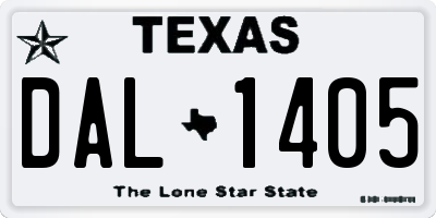 TX license plate DAL1405