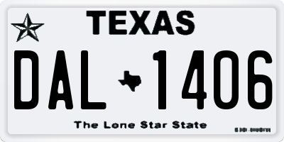 TX license plate DAL1406