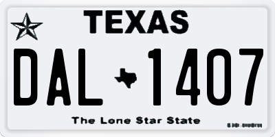 TX license plate DAL1407