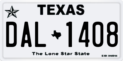 TX license plate DAL1408