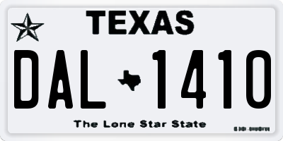 TX license plate DAL1410