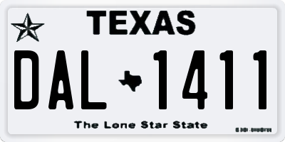 TX license plate DAL1411