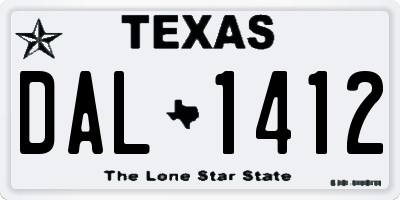TX license plate DAL1412