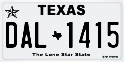 TX license plate DAL1415