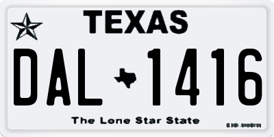 TX license plate DAL1416