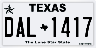 TX license plate DAL1417