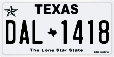 TX license plate DAL1418
