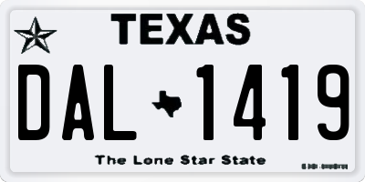 TX license plate DAL1419