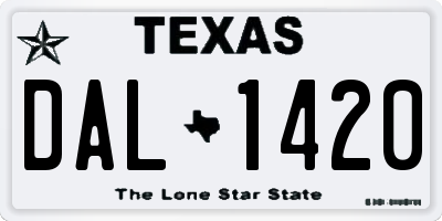TX license plate DAL1420