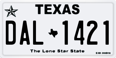 TX license plate DAL1421
