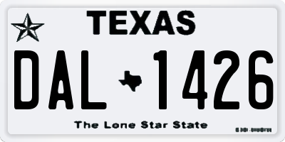 TX license plate DAL1426