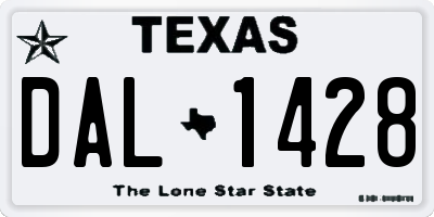 TX license plate DAL1428