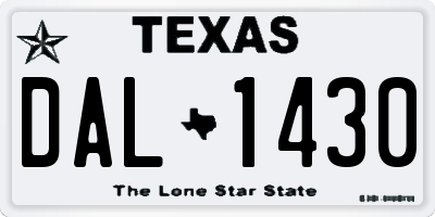 TX license plate DAL1430