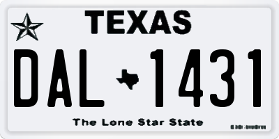 TX license plate DAL1431
