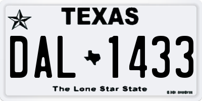 TX license plate DAL1433