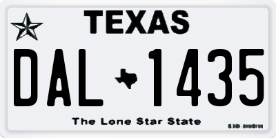 TX license plate DAL1435
