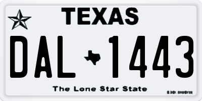 TX license plate DAL1443