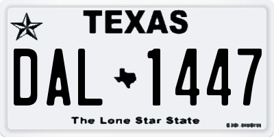 TX license plate DAL1447