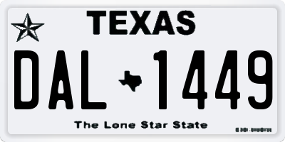 TX license plate DAL1449